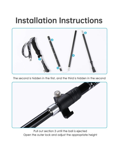 Bastones de Trekking Yovital Ajustables Aluminio 7075 135 cm (Juego de 2)