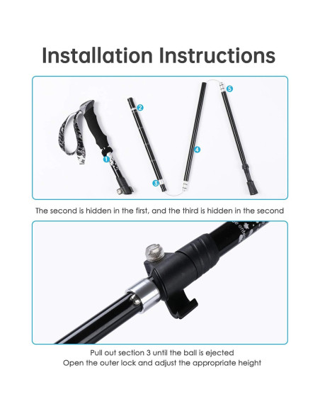 Bastones de Trekking Yovital Ajustables Aluminio 7075 135 cm (Juego de 2) Bastones de Trekking Yovital Ajustables Aluminio 7075 135 cm (Juego de 2)