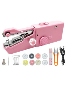 Máquina de Coser Eléctrica Mini Portátil Rosa para Principiantes