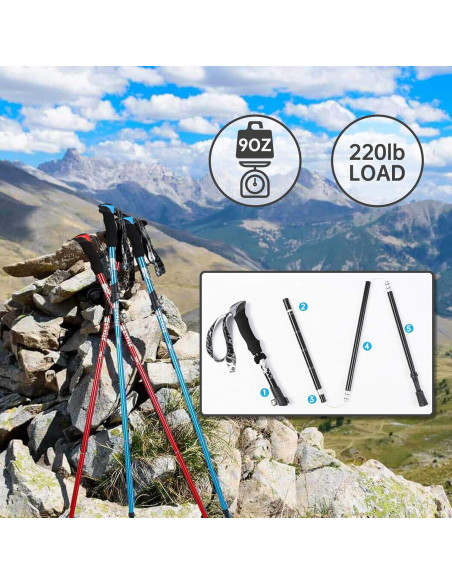 Bastones de Trekking Yovital Ajustables Aluminio 7075 135 cm (Juego de 2) Bastones de Trekking Yovital Ajustables Aluminio 7075 135 cm (Juego de 2)