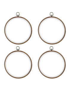 Aros de Bordado Redondos Framendino 20 cm Imitación Madera - Paquete de 4