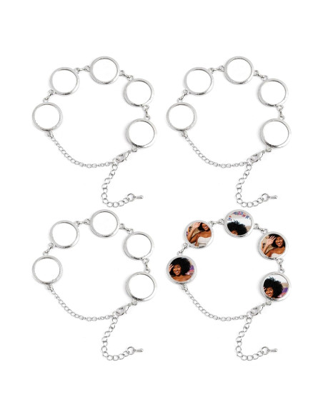 Pulseras de Sublimación Framendino 4 Pack Ajustables Plata