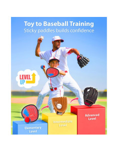 Juego de Lanzar y Atrapar JoyCat - 4 Palas y 4 Pelotas para Niños 2