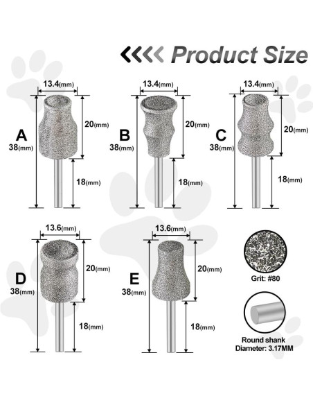 Puntas de Amoladora de Uñas FOCSTOL - 5 Piezas 3mm