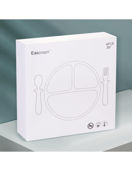 Set de Alimentación para Bebés Eascrozn - 2 Platos Silicona 190g