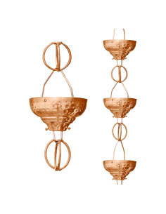 Cadena de Lluvia Monarch de Cobre Puro 2.6m con Tazas Martilladas