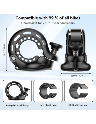 Campana de Bicicleta CITYWAY BT-03 con AirTag Oculto, Impermeable