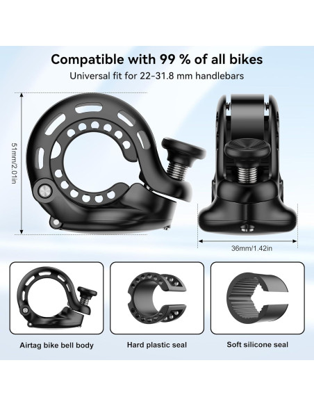 Campana de Bicicleta CITYWAY BT-03 con AirTag Oculto, Impermeable