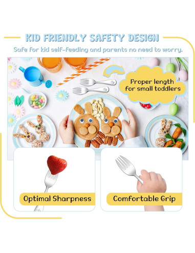 Juego de 6 Tenedores para Niños TeamFar - Acero Inoxidable Seguro