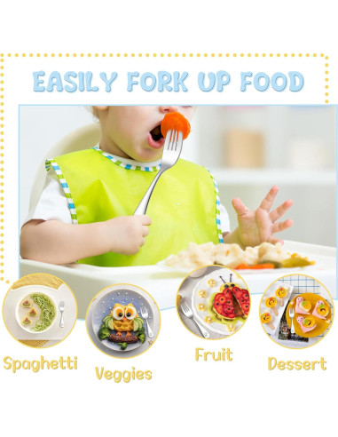 Juego de 6 Tenedores para Niños TeamFar - Acero Inoxidable Seguro