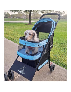 Carrito de Paseo para Mascotas ROODO Plegable 4 Ruedas Azul 2