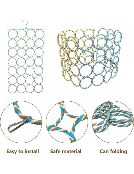 Red de Cuerda para Pájaros BLSMU 35x60 cm con Ganchos Red de Cuerda para Pájaros BLSMU 35x60 cm con Ganchos