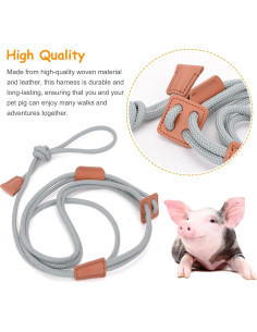Arnés Ajustable para Cerdo Mascota Drunhan - Gris 23cm 2
