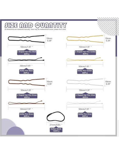Kit de Horquillas Swpeet 420 Pcs con Gomas para Cabello