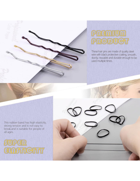 Kit de Horquillas Swpeet 420 Pcs con Gomas para Cabello