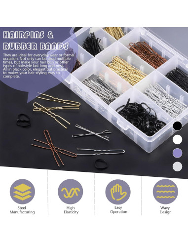 Kit de Horquillas Swpeet 420 Pcs con Gomas para Cabello