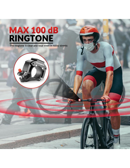 Timbre de bicicleta ROCKBROS oculto 100dB para manillar 22.2mm