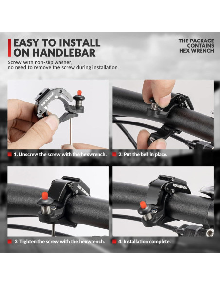 Timbre de bicicleta ROCKBROS oculto 100dB para manillar 22.2mm