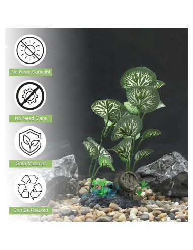 Planta Plástica para Acuario CAPASTEC 17cm Verde Hojas Redondas