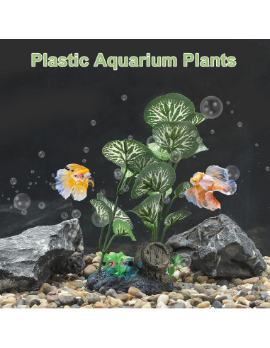 Planta Plástica para Acuario CAPASTEC 17cm Verde Hojas Redondas