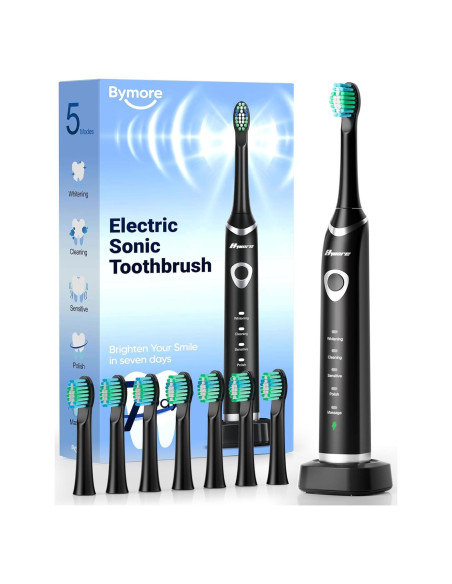 Cepillo de dientes eléctrico Bymore Sonic Negro 5 modos 330 días