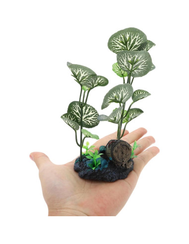 Planta Plástica para Acuario CAPASTEC 17cm Verde Hojas Redondas