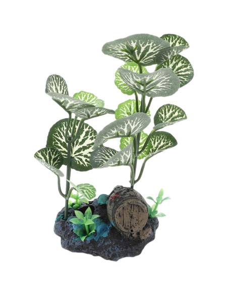 Planta Plástica para Acuario CAPASTEC 17cm Verde Hojas Redondas