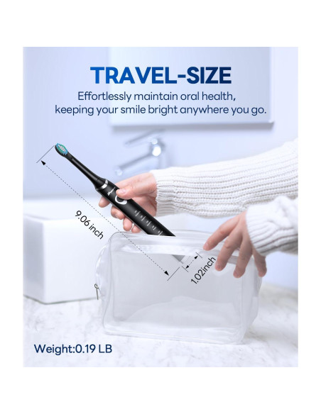 Cepillo de dientes eléctrico Bymore Sonic Negro 5 modos 330 días