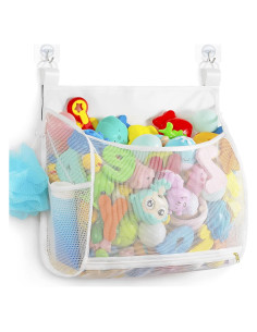 Organizador de Juguetes de Baño Ligereza Malla Expandible Blanco