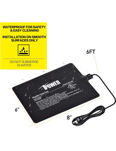 Almohadilla Térmica iPower 6x8" 8W para Reptiles y Anfibios