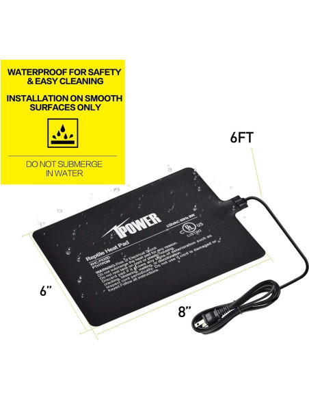 Almohadilla Térmica iPower 6x8" 8W para Reptiles y Anfibios