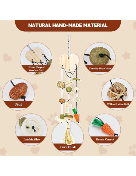 Juguetes de Masticar para Conejos Tifanso - 3 Cuerdas Naturales