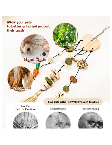 Juguetes de Masticar para Conejos Tifanso - 3 Cuerdas Naturales