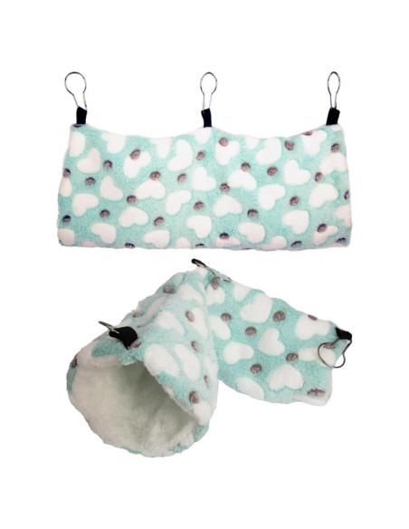 Hamaca y Túnel para Hurones Eclare - Suave y Cálido Azul