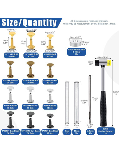 Kit de Remaches de Cuero Glarks 360 Piezas con Herramientas