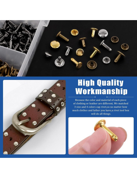 Kit de Remaches de Cuero Glarks 360 Piezas con Herramientas Kit de Remaches de Cuero Glarks 360 Piezas con Herramientas