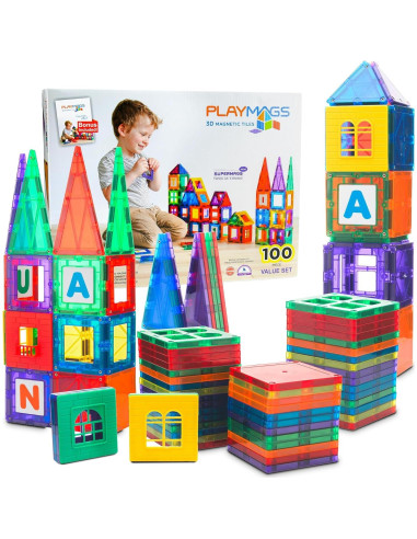 Playmags Set de Azulejos Magnéticos 100 Piezas para Niños 1-5 Años