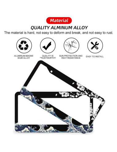 Marco de Placa de Licencia Aluminio LBHGUJGUG 31x16 cm Olas y Flores