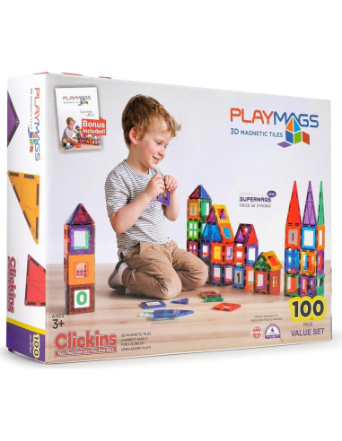 Playmags Set de Azulejos Magnéticos 100 Piezas para Niños 1-5 Años
