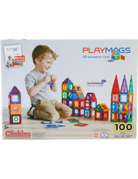 Playmags Set de Azulejos Magnéticos 100 Piezas para Niños 1-5 Años