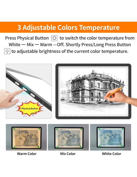 Almohadilla de Luz A4 TOHETO Recargable LED 9000 Lux Negra