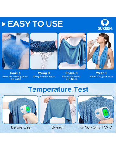 Toalla Enfriadora Sukeen 101.6x30.5 cm Microfibra Deportiva