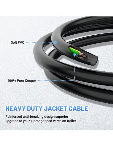 Conector de Remolque 4 Pines MECMO 5 Pies 18AWG Resistente