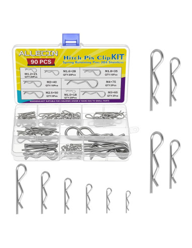 Kit 90 Pcs Clips de Pasador de Enganche ALLECIN R Clips Acero Inoxidable