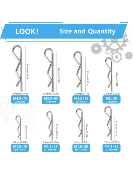 Kit 90 Pcs Clips de Pasador de Enganche ALLECIN R Clips Acero Inoxidable