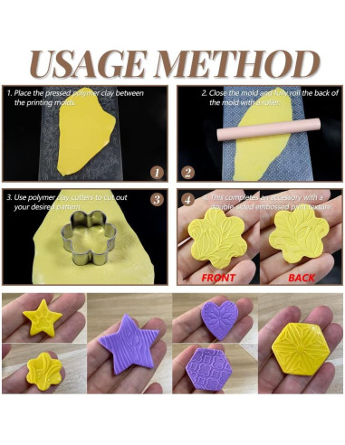 Carpetas de Relieve PTFJZ 9PCS para Arcilla Polimérica