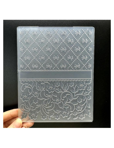 Plantilla de embosado 3D con textura de lazo y flores