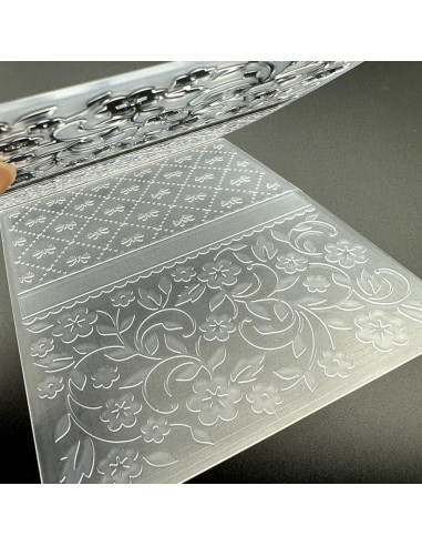 Plantilla de embosado 3D con textura de lazo y flores