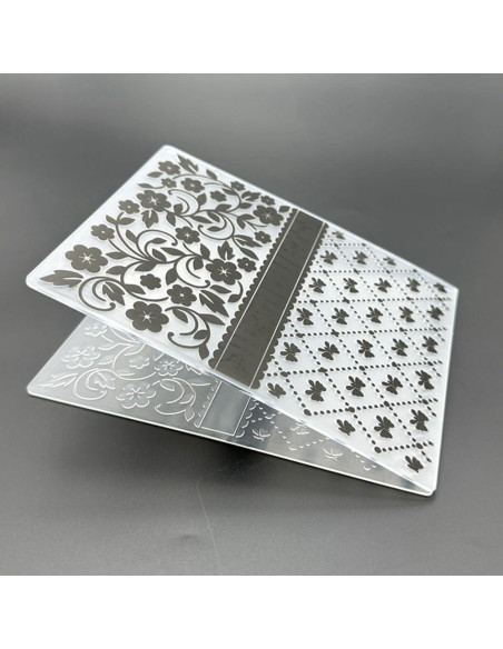 Plantilla de embosado 3D con textura de lazo y flores