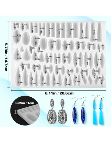 Moldes de Silicona para Pendientes ZQYSING 41 Formas DIY